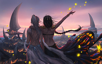 Ghostblade Girls , artist, artwork, digital-art, deviantart HD wallpaper