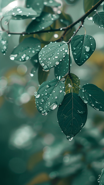 Rain-Kissed Leaves, raindrops HD phone wallpaper