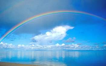 Landscape, Sea, Rainbow HD wallpaper