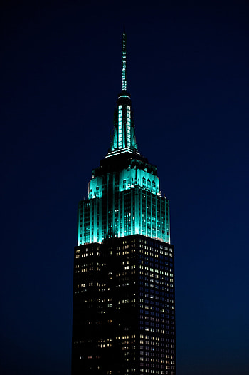 Empire State Building, Romantic lighting, Valentine's Day, Tiffany blue HD phone wallpaper