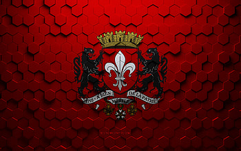 Flag of French Flanders, honeycomb art, French Flanders hexagons flag, French Flanders 3d hexagons art, French Flanders flag HD wallpaper