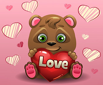 With Love, bear, teddy, love, cute, heart HD wallpaper