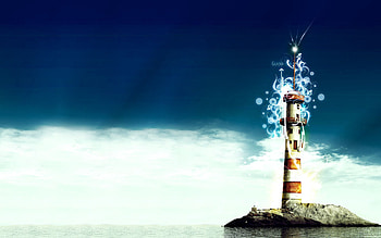 Abstract, Rivers, Sky, Sea, Patterns, Shore, Bank, Lighthouse HD wallpaper