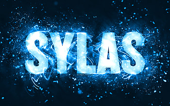 Happy Birtay Sylas, , blue neon lights, Sylas name, creative, Sylas Happy Birtay, Sylas Birtay, popular american male names, with Sylas name, Sylas HD wallpaper