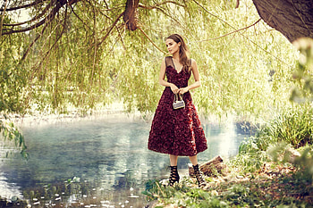 Alicia Vikander, Nature hoot, Vogue journal, Serene pond HD wallpaper