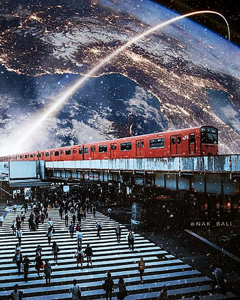 Tren espacial, atmosphere, sky, people, space, train HD phone wallpaper