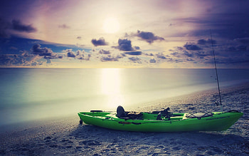 Sunset, Sea, Sand, Shore, Bank, Miscellanea, Miscellaneous, Boat HD wallpaper