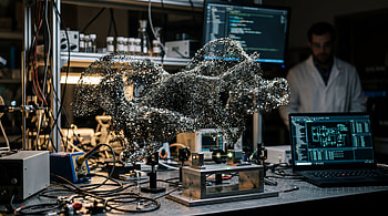 Nanotech Swarm — : Quantum Particle Surge, Hologram, Data Visualization HD wallpaper