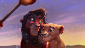 Lion, couple, art HD wallpaper