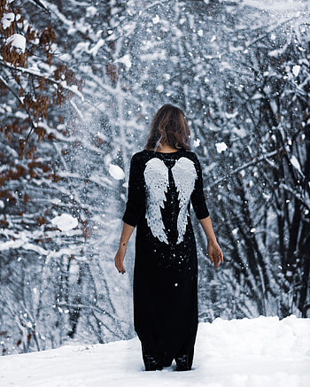 Winter, Miscellanea, Miscellaneous, Forest, Girl, Wings, Garden, Angel HD phone wallpaper