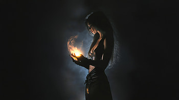 Dark Sorceress With Fire Magic, girl, fire, magic, artist, artwork, art, digital-art, ai, deviantart HD wallpaper