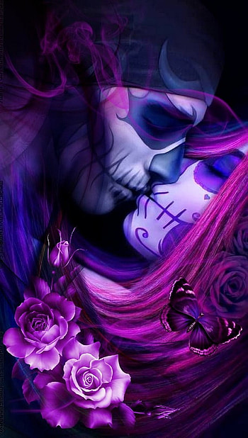 Muerta Lovers, love, magenta, pink, Kiss HD phone wallpaper