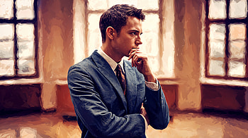 Contemplative Moments: Ultra, thinking, man, suit, Indoor HD wallpaper