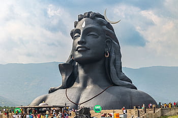 Stunning view of the Adiyogi Shiva statue at the Isha Foundation, highlighting its spiritual significance. HD wallpaper