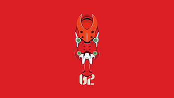 Neon Genesis Evan Gelion Eva Unit 02, neon-genesis-evangelion, anime, minimalism, minimalist, artist, artwork, digital-art HD wallpaper