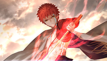 Sword of Fire, anime boy, warrior, Fate/Grand Order HD wallpaper
