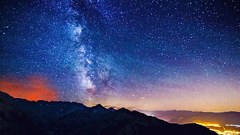 Digital Mountain Landscape Under a Starry Night Sky, landscape, Digital Art, mountain, Stars HD wallpaper