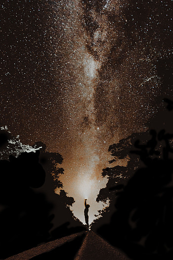Stars, Night, Dark, Silhouette, Starry Sky, Milky Way, hop HD phone wallpaper