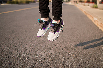 Miscellanea, Miscellaneous, Legs, Sneakers, Asphalt, Bounce, Jump, Footwear HD wallpaper