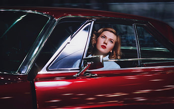 Beauty in the car, lips, car, red, Beauty HD wallpaper
