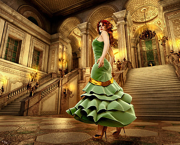 dancing beauty, sexy, ballroom, dancing, castle, beauty HD wallpaper