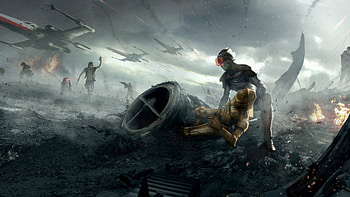 Star Wars artwork, Battlefield R2-D2, U TV, C-3PO HD wallpaper