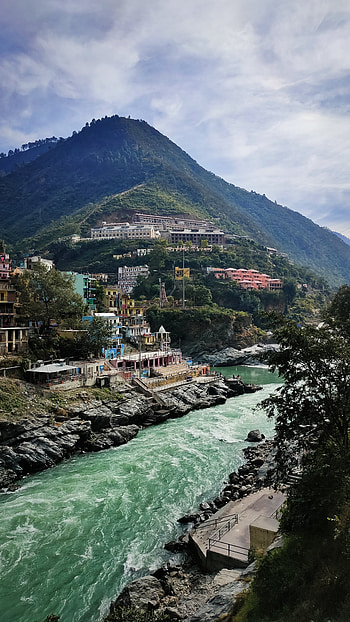 River, sky, mountain, ganga, ganges, scenery HD phone wallpaper