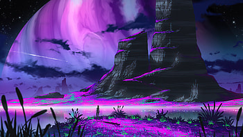 Purple Magic Land, artist, artwork, digital-art, artstation HD wallpaper