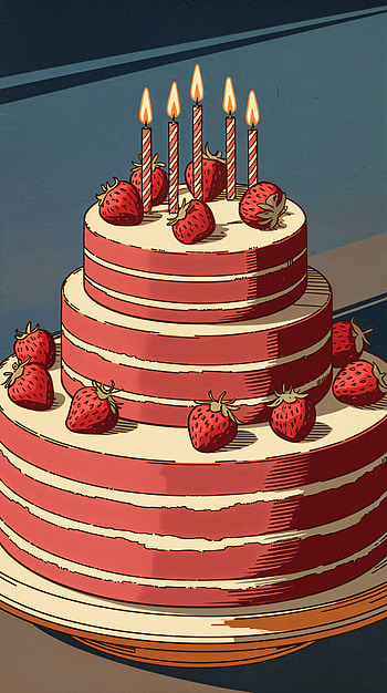 Delicious Strawberry Cake , cake, strawberry, candle HD phone wallpaper