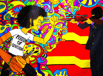 Psychedelic, Artistic, Colors, Cultural, Dark, Gun, Weapon HD wallpaper