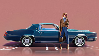Lene With Her 1967 Cadillac Eldorado, cadillac, car, artist, artwork, art, digital-art HD wallpaper