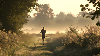 Morning jogging 2, jogging, morning, countryside, nature HD wallpaper