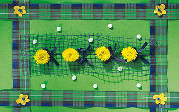 Flowers, Dandelions, Composition, Bows HD wallpaper