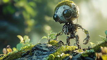 Sci-Fi Robot Sprout: A Fantasy Journey, Sci Fi, robot, sprout, nature, moss HD wallpaper