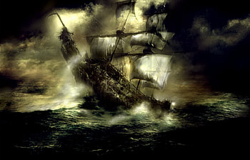 Art, Landscape, Water, Sky, Ships, Sea, Night HD wallpaper