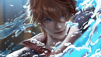 Brown Hair Blue Eyes Tartaglia Childe Genshin Impact HD wallpaper
