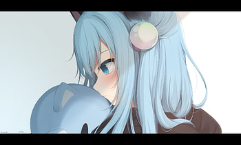 蓝白条纹, Nekoha Shizuku HD wallpaper
