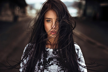 Girl Face In Hair , girls, model HD wallpaper