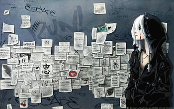 Things Do to, notes, anime, emo, wall, girl, writing, paper, dark HD wallpaper
