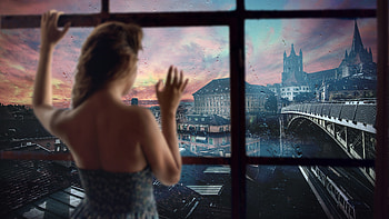 Skyline City, skyline, city, artist, digital-art, girl HD wallpaper