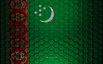 Turkmenistan flag, 3d hexagons texture, Turkmenistan, 3d texture, Turkmenistan 3d flag, metal texture, flag of Turkmenistan HD wallpaper