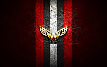 Philadelphia Wings, golden logo, NLL, red metal background, american lacrosse team, Philadelphia Wings logo, National Lacrosse League, lacrosse HD wallpaper