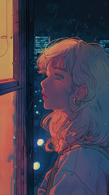 Rainy Lofi Girl - This Moody, rain, portrait, girl, window HD phone wallpaper