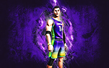Fortnite Triple Double Skin, Fortnite, main characters, purple stone background, Triple Double, Fortnite skins, Triple Double Skin, Triple Double Fortnite, Fortnite characters HD wallpaper