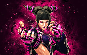 Juri Han, , purple neon lights, Street Fighter, Han Juri, Hangul, Hanja, Juri Han , Juri Han Street Fighter HD wallpaper