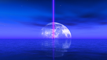 Seascape, moon, night, blue seascape, fantasy, art HD wallpaper