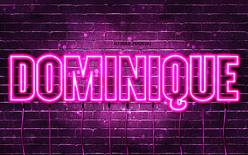 Happy Birtay Dominique, , pink neon lights, Dominique name, creative, Dominique Happy Birtay, Dominique Birtay, popular french female names, with Dominique name, Dominique HD wallpaper