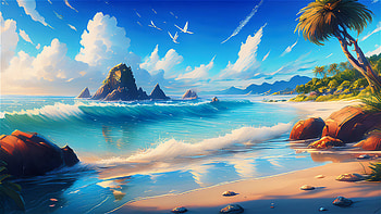 Crystalline Shores, ocean, landscape, artistic, blue, beach HD wallpaper