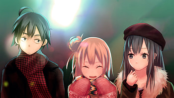 Yahari Ore No Seishun Love Comedy Wa Machigatteiru, Anime, My Teen Romantic Comedy Snafu, Black Hair, Hachiman Hikigaya, Long Hair, Pink Hair, Scarf, Short Hair, Yui Yuigahama, Yukino Yukinoshita HD wallpaper