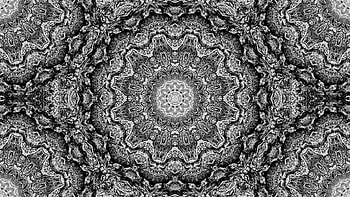 White Black Fractal Art Pattern Design Circles Abstraction Abstract HD wallpaper